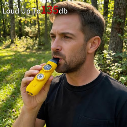 Multifunctional Survival Emergency Whistle for with Compass Hiking Survival, Thermometer & Neck Lanyard | Emergency Safety Gear for Hiking, Camping, Kayaking, Boating, Climbing - color: egg yellow2pcs