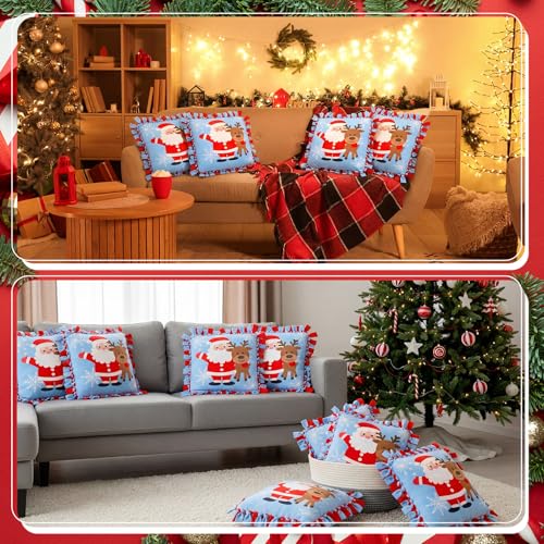 Chunful 6 Sets Christmas Tied Pillow Craft Kit Santa Claus Reindeer Decor - style: Christmas Reindeer