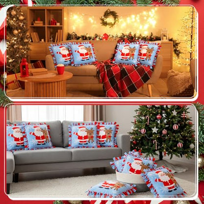 Chunful 6 Sets Christmas Tied Pillow Craft Kit Santa Claus Reindeer Decor - style: Christmas Reindeer