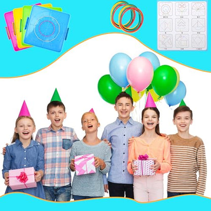 20 Pcs Plastic Double Sided Geoboard Mathematical Manipulative Material Geoboard Plastic Graphical Geo Board with Rubber Bands for Kindergarten Geometric Shape Learning Toys,4 Colors