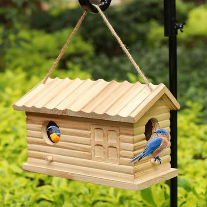 Bird House Outdoor Bluebird House for Outside Clearance, Hanging Bird Houses Cardinals Unfinished Wooden Bird Nesting Box