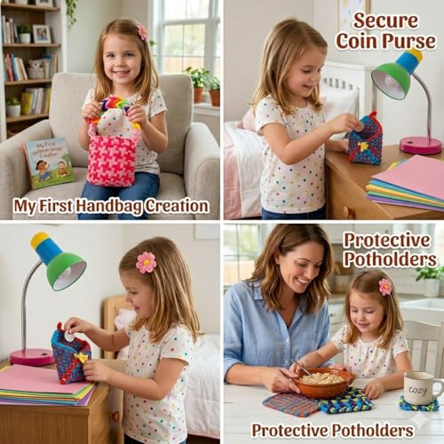 Upgraded Frame Weaving Loom Kit for Kids, Beginner Crochet Kit (224 Loops) - color: Potholder Loom Knitting