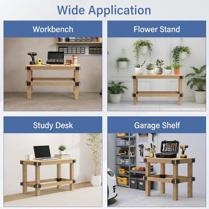 Workbench Bracket Kit 4PCS, Heavy Duty 3-Way Brackets - size: 4x4