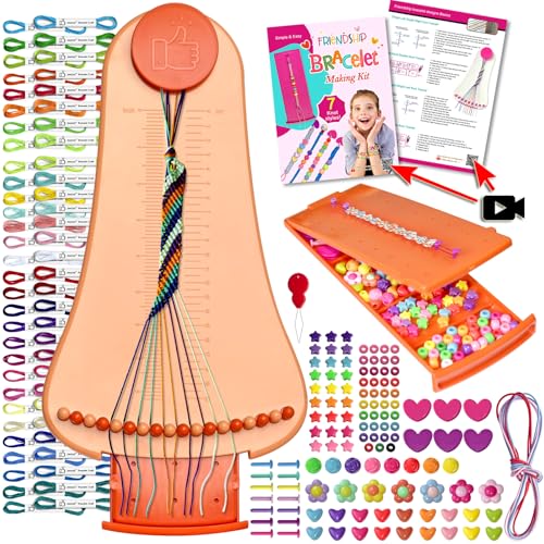 zwzxd Friendship Bracelet Making Kit Toys,Ages for 8 9 10 11 12 Year Old Girls, Kids Travel Activity Set,DIY kit,Arts and Crafts Bracelets String Maker Kit,Great Christmas Birthday Gifts (red-Orange) - color: red-orange