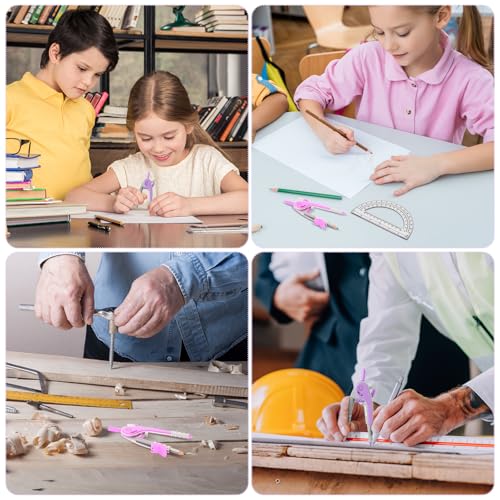 Eboot Student Geometry Math Set, Drawing Compass and 6 in, Lavender Purple - color: Lavender Purple