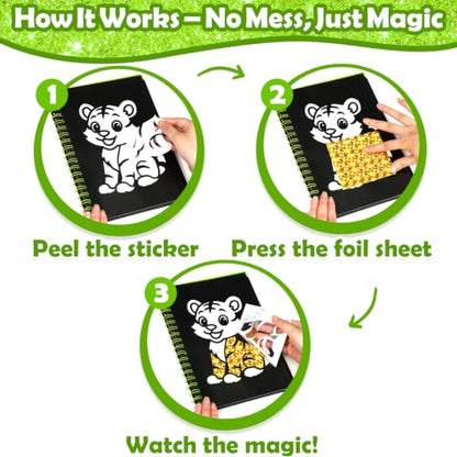 FUNNYB&G Foil Art Craft Kit for Kids, Sparkly Birthday Gift Toy for Kids - style: Animal World