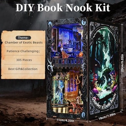 TOYQI Book Nook Kit, DIY Miniature Dollhouse Kit for Adults and Teens - color: Magical Creatures