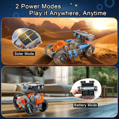 Sillbird Bundle - 2 Items STEM 15-in-1 Solar Robots Toys for Boys Age 8-13, Remote & App Controlled Wall Robot Building kit