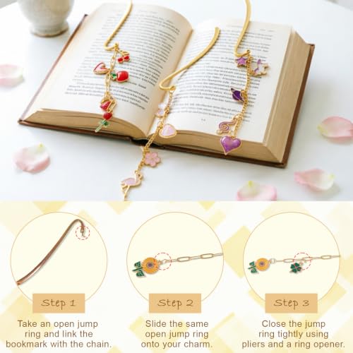 250Pcs DIY Metal Bookmark Making Kit, Custom Bookmark Set with Book Charms