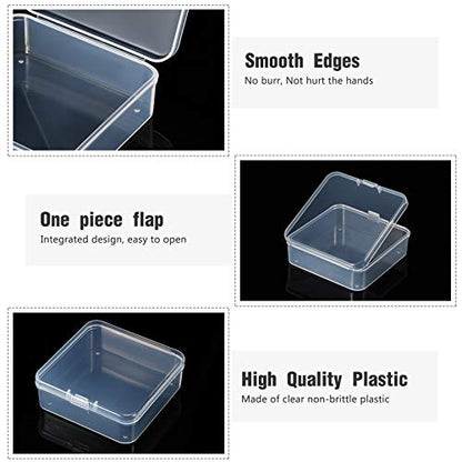 SATINIOR 48 Packs Clear Small Plastic Containers Transparent Storage Box with Hinged Lid for Small Items Crafts Jewelry (2.9 x 2.9 x 1 Inches) - size: 2.9 x 2.9 x 1 in