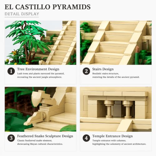 1346Pcs El Castillo Pyramids Mexico Building Set World Landmark Architecture Model Collectible Toy for Kids and Adults - color: El Castillo