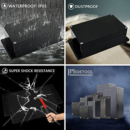 Junction Box Waterproof Dustproof IP65 ABS Plastic Universal Electric Project Enclosure Black with Fixed Ear 6.22"x3.54"x2.36"(158 x 90 x 60 mm) - size: 6.22"x3.54"x2.36"