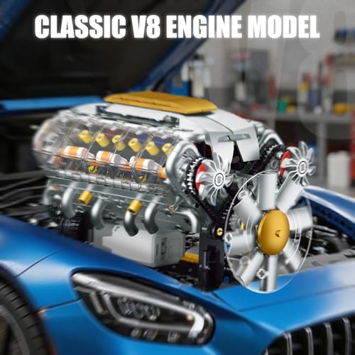 V8 Engine Model Kit that Runs, Build Your Own Mini Visible Car Motor, Physical Science Experiment Building Set for Adults & Teens, STEM Toy Gift for Boys 14+ (703 PCS) - style: YC364