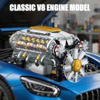 V8 Engine Model Kit that Runs, Build Your Own Mini Visible Car Motor, Physical Science Experiment Building Set for Adults & Teens, STEM Toy Gift for Boys 14+ (703 PCS) - style: YC364