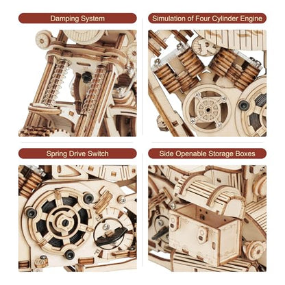 ROKR 3D Wooden Puzzles for Adults 1:8 Scale Motorcycle Model Car Kits to Build - DIY Wood Craft Hobbies for Adults/Men/Women Cool Gifts Home Decor