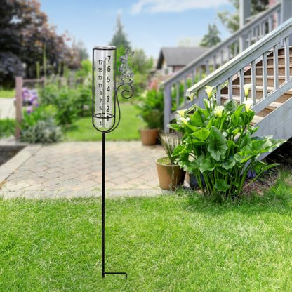 Stargarden Rain Gauge Outdoor, Rabbit Rain Gauge with Metal Stake - color: grey rabbit