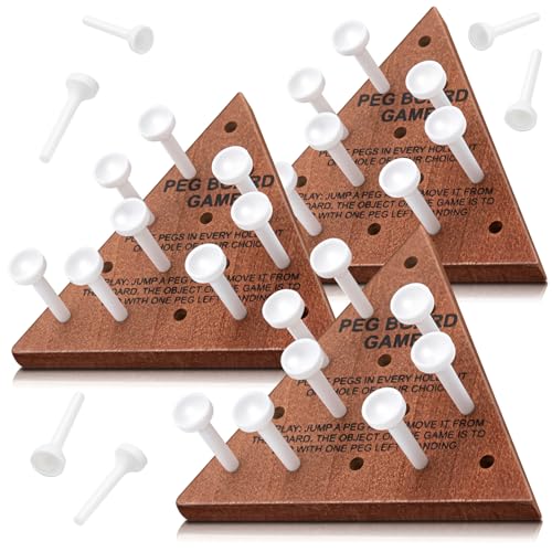 Skylety 12 Pack Triangle Peg Games Wooden Board Table Game, Dark Color - color: Dark Color
