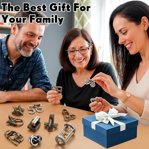 Wettarn 9 Pcs Metal Brain Teasers 3D Steel Puzzle Set, Exquisite Style - style: Exquisite Style