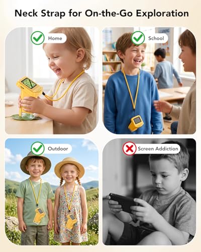 Handheld Portable Microscope for Kids, 120X-1200X for Ages 6-12 Boys Girls - color: Handheld Yellow