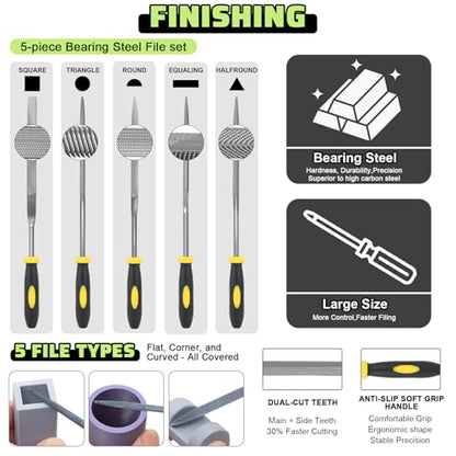 3D Printer Tools Kit, 34pcs 3D Printer Accessories for All FDM/SLA Printers Includes Nozzle Cleaning, Removal Scrapers, Finishing Tools, 5 Types of Files,Brushes, Wire Cutter, Engraving Knife - style: All-purpose Kit