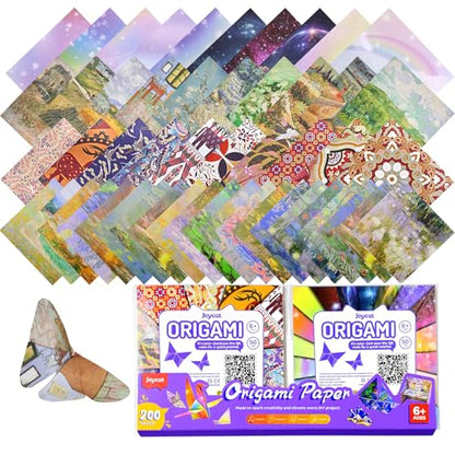JoyCat Patterned Origami Paper Kit, 200 Double-Sided Sheets, 6x6 Inch