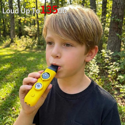 Multifunctional Survival Emergency Whistle for Kids with Compass Hiking Survival, Thermometer & Neck Lanyard | Emergency Safety Gear for Hiking, Camping, Kayaking, Boating, Climbing - color: egg yellow