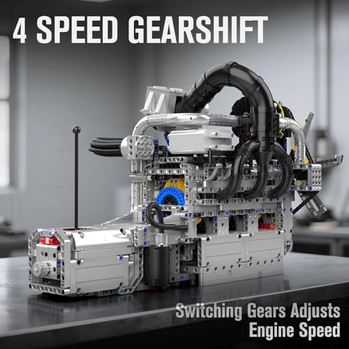 Mould King 10214 Engine Model kit that Runs, Build Your Own Cars 4-Speed Transmission Engine that Works, Engineering Kit for Display Collection, STEM Kit Gift for Adults 14+ Teens/Adult, (2177 Pcs) - style: Ro Engine
