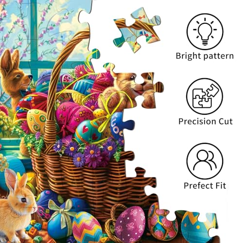 Puzzles for Adults 1000 Pieces, Jigsaw Puzzle for Adults, Fun Challenging Puzzle, A Basket of Easter Egg Wonders Puzzles Game, Interlock Perfectly No Dust, Gifts for Easter Earth Day - color: Easter Egg