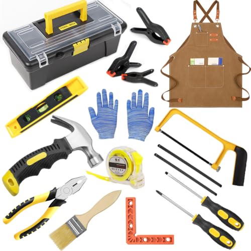 Kids Real Tool Starter Kit, Construction Toys With Tool Bag, Belt, Hammer, Safety Goggles, Pliers, Wrench - DIY Set for Boys & Girls Beginner Learning Gift, 12-Piece - size: 11 Pieces