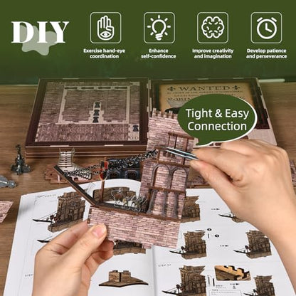 MiniCity Robin Hood Escape DIY Book Nook Kit, Bookshelf Insert with LED - color: Robin Hood