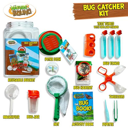Nature Bound Bug Catcher Kit - 20 Piece Outdoor Exploration Set for Kids - Educational & Fun - Safe Insect Catch & Release with Bucket, Net, Magnifier & More - Great Gift for Young Explorers