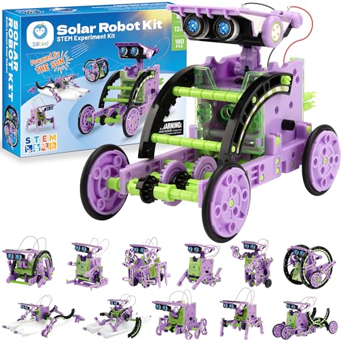 Sillbird Solar Building Robot Kit, 12-in-1 STEM Gift for Boys Aged 8-14 - color: Purple-green