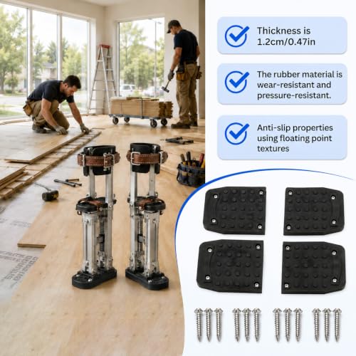 4Pc Drywall Stilt Sole Replacement Kit Non Slip Rubber Floor Pad with Screw