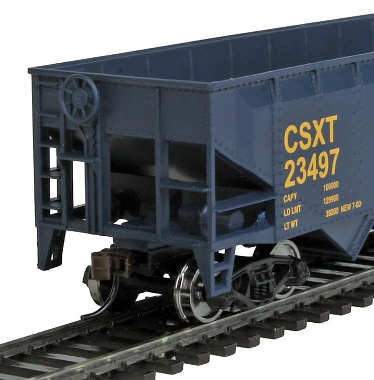 Walthers Trainline Offset Hopper-Ready to Run-CSX Transportation (Blue, Yellow; Boxcar Logo) 931-1425 HO Scale Model Railroad - Freight Model - style: Offset Hopper