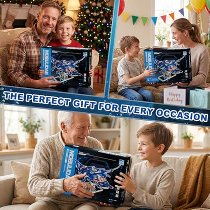 Mechanical Manta Ray Ocean Construction Toy Building Block Set, 1003 Pcs Movable Wings LED Lights, Compatible with Lego, Toys Christmas Birthday Gifts for Boys Teens Ages 8-12 & Adults - size: MANTA RAY