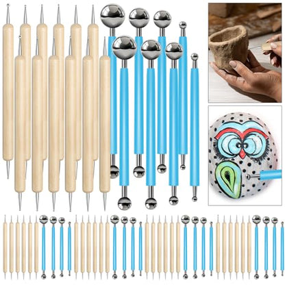 60 Pcs Mandala Dotting Tools for Painting Metal Embossing Tools for Rock Painting