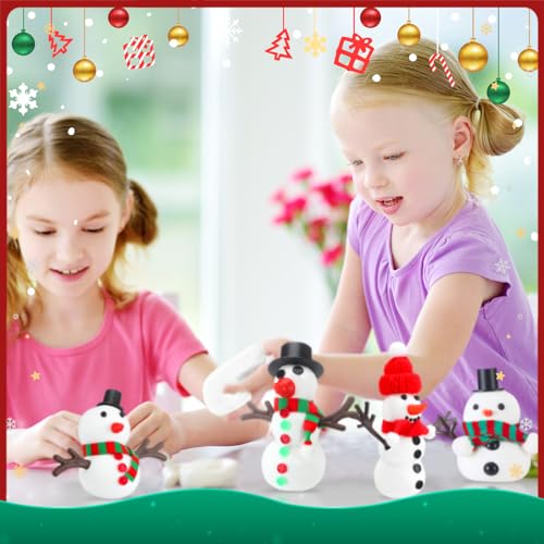 Shappy 24 Pack Build a Snowman Air Dry Clay Kit 326 Pcs Christmas,Snowman - size: 1 inch