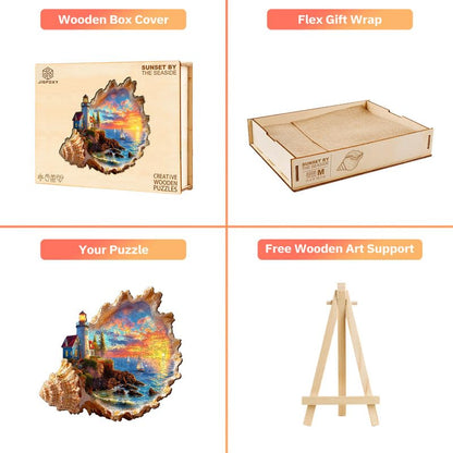 Jigfoxy Wooden Puzzles for Adults, Sunset by the Seaside Wood Puzzles Adult - color: Sunset By the Seaside, size: X-Large