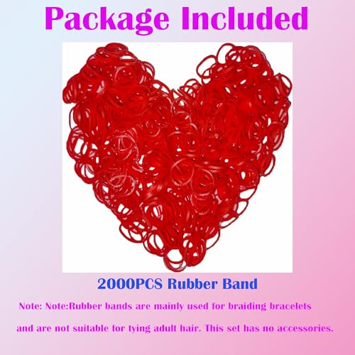 2000 Rubber Band Mini, Red Loom Bands. - color: 2000pcs Red