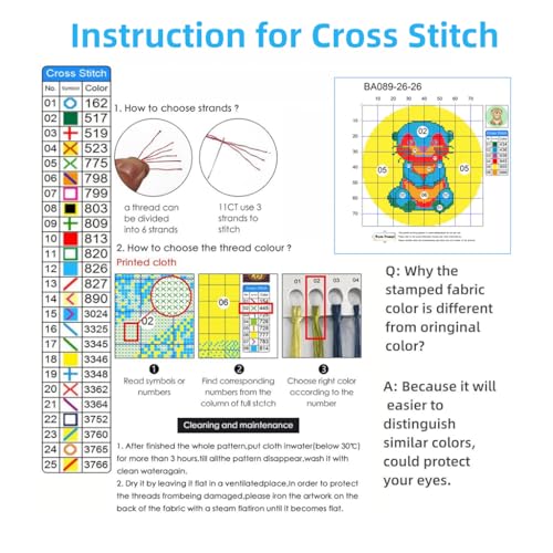 DIY Cross Stitch Kits Jersey Cow Flowers with Hoop 20x20cm - color: 05-Jersey Cow