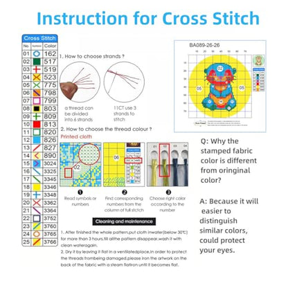 DIY Cross Stitch Kits Jersey Cow Flowers with Hoop 20x20cm - color: 05-Jersey Cow