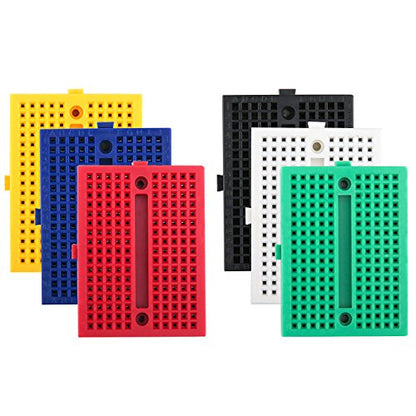 ELEGOO Mini Breadboard Kit 6-Pack, 170-Point Solderless Prototype Boards - size: 6 PCS 170 Point