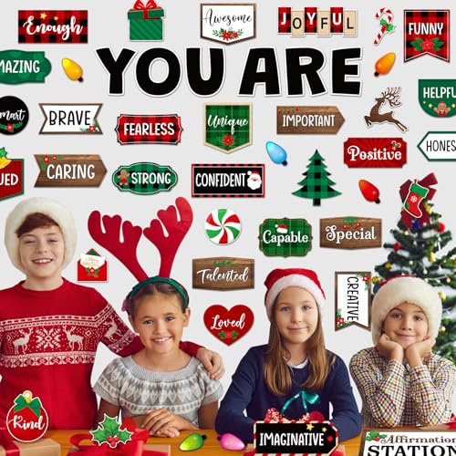 45pcs Christmas Affirmation Station Bulletin Board Classroom Decor - style: Christmas