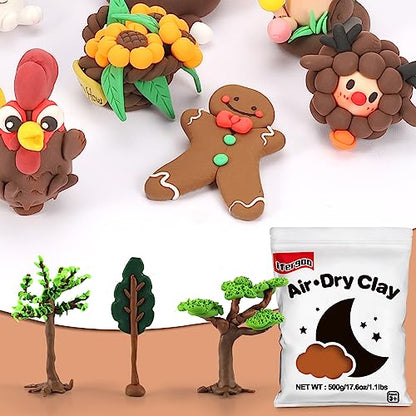 ifergoo 500g Brown Air Dry Clay, 1.1LBS DIY Creative Modeling Clay for Kids - color: Brown/500g