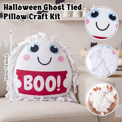 Weysat 6 Sets Boo! Halloween Ghost Tied Pillow Craft Kit No Sew DIY Craft - style: Halloween Ghost