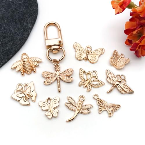 WOCRAFT 60pcs KC Gold Butterfly Bracelet Charms for Jewelry Making Sets DIY Necklace Bracelet Keychain Crafting Charms Kit Craft Supplies (SN848) - color: KC Gold, size: Butterfly Charms