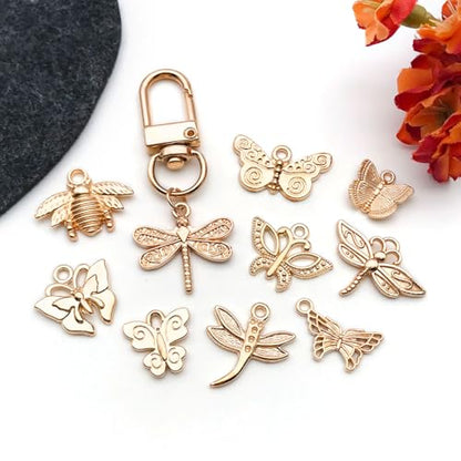 WOCRAFT 60pcs KC Gold Butterfly Bracelet Charms for Jewelry Making Sets DIY Necklace Bracelet Keychain Crafting Charms Kit Craft Supplies (SN848) - color: KC Gold, size: Butterfly Charms