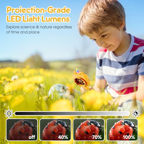 2.4" Screen Kids Microscope, 4K Handheld Digital Microscope - color: Yellow
