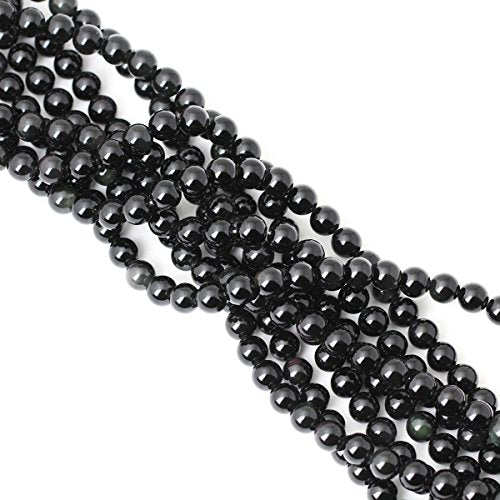 45PCS 8mm Natural Black Obsidian Gemstone Round Loose Beads Crystal Energy Stone Healing Power for DIY Jewelry Making 1 Strand 15" - color: Black Obsidian, size: 8mm