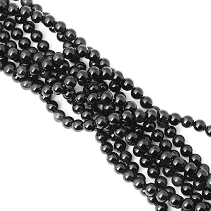 45PCS 8mm Natural Black Obsidian Gemstone Round Loose Beads Crystal Energy Stone Healing Power for DIY Jewelry Making 1 Strand 15" - color: Black Obsidian, size: 8mm